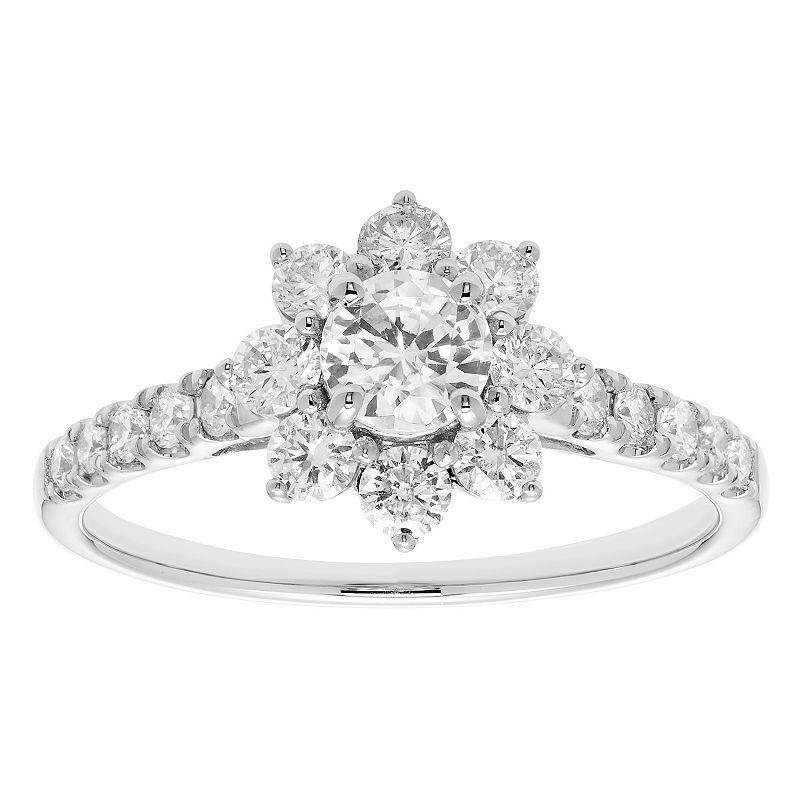 The Regal Collection 14k Gold 1 Carat T.W. IGL Certified Diamond Flower Ring, Womens 14k Whgold Product Image