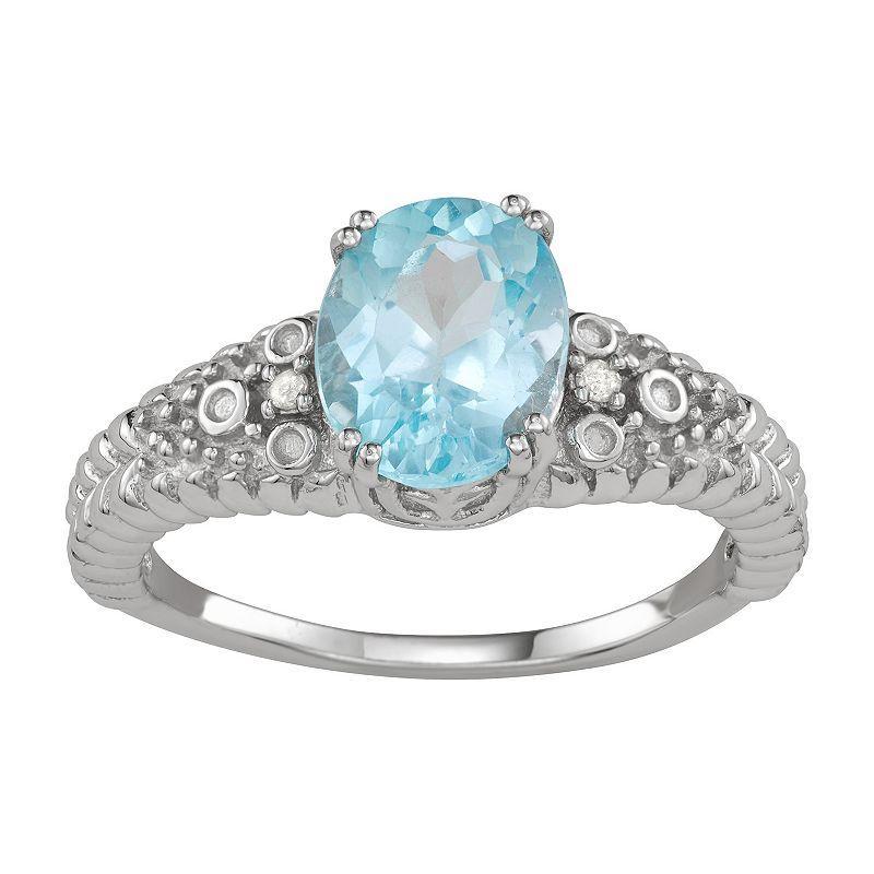 Jewelexcess Sterling Silver Sky Blue Topaz & Diamond Accent Ring, Womens Product Image