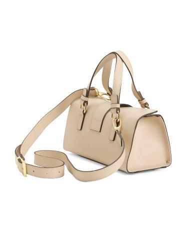 Leather East West Flap Over Satchel for Women Product Image