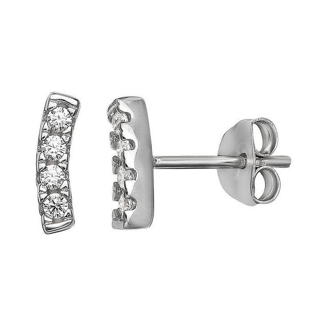 PRIMROSE Cubic Zirconia Bar Post Earrings, Womens, Silver Tone Clear Product Image