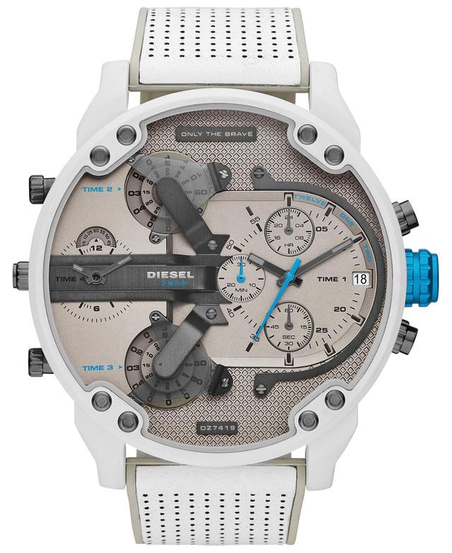 Diesel Mens Chronograph Mr. Daddy 2.0 White Leather Strap Watch 57mm - White Product Image