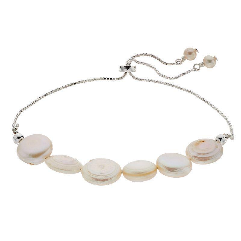 Aleure Precioso Sterling Silver Freshwater Cultured Pearl Frontal Bracelet, Womens White Product Image