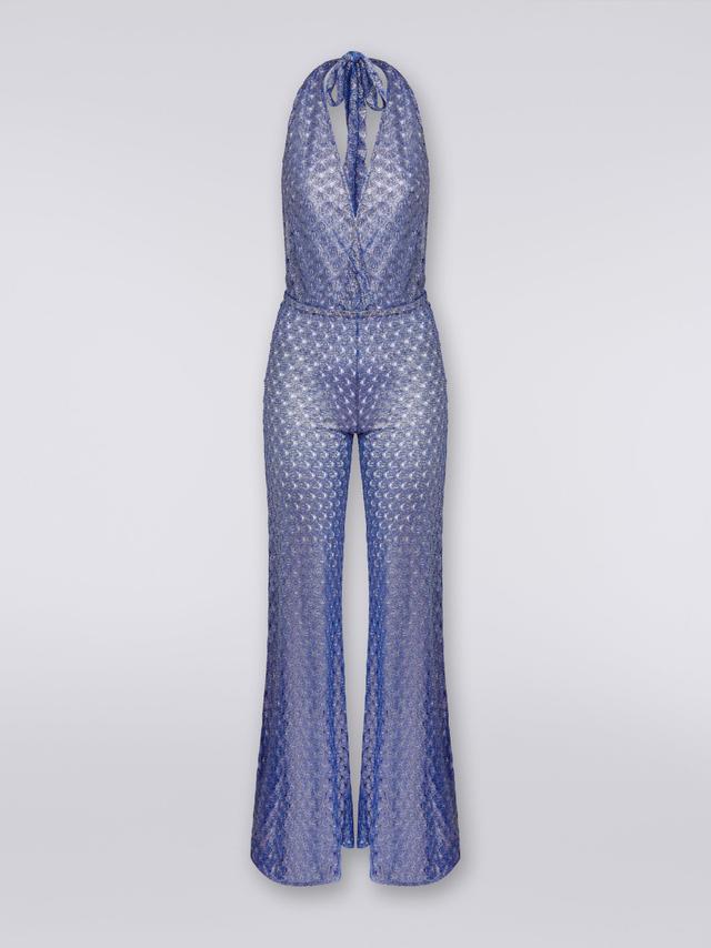 Lace-effect jumpsuit with V neckline  Product Image