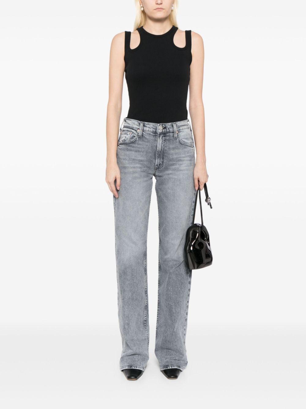 MOTHER The Bookie Heel Mid Rise Straight Jeans In Grey Product Image