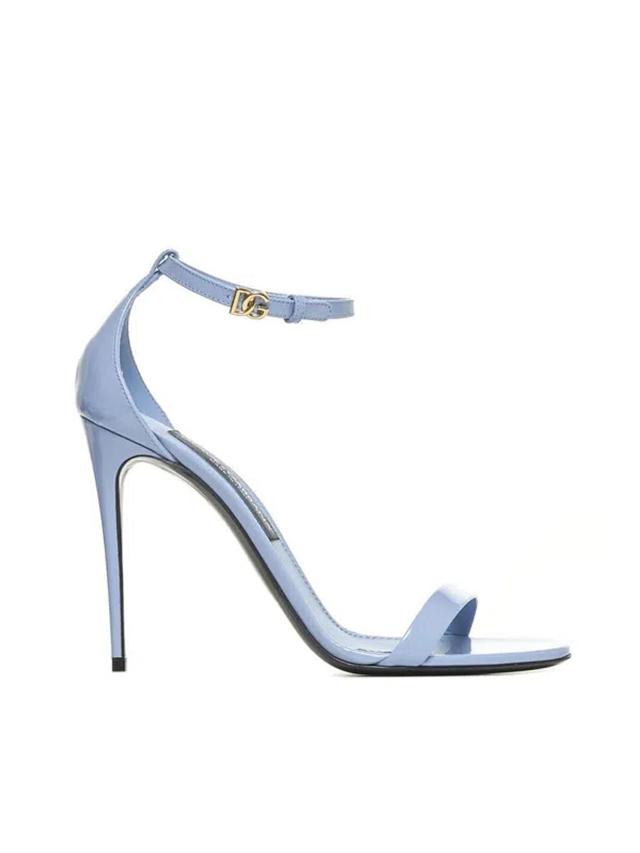 DOLCE & GABBANA Patent Leather Sandals In Sugar Paper Blue Product Image