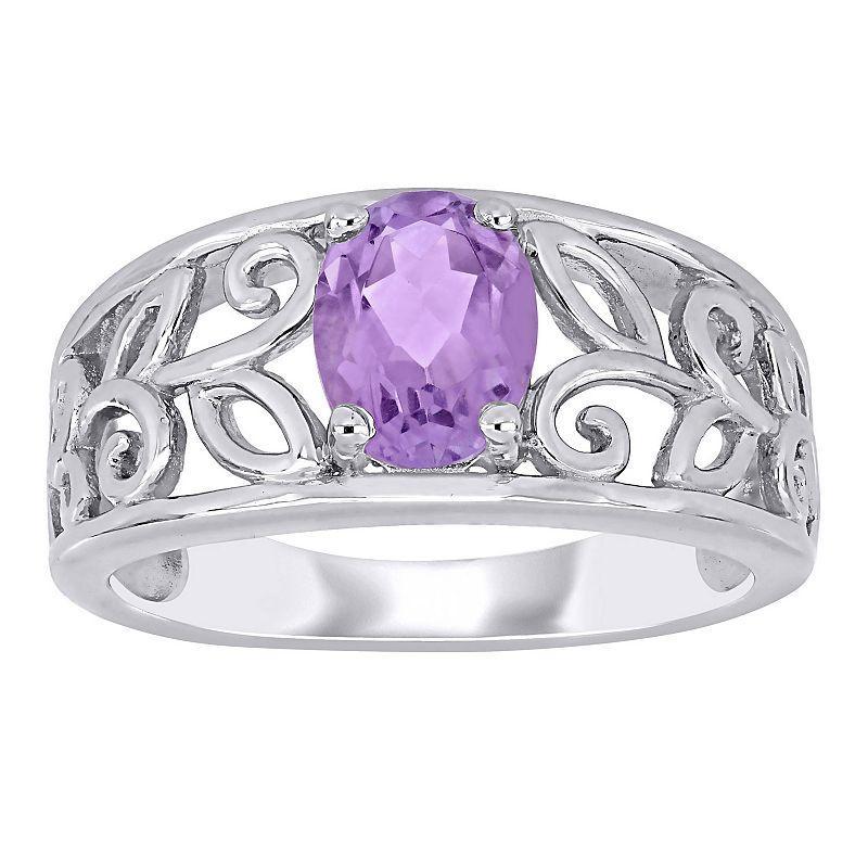 Stella Grace Sterling Silver Amethyst Filigree Ring, Womens Product Image