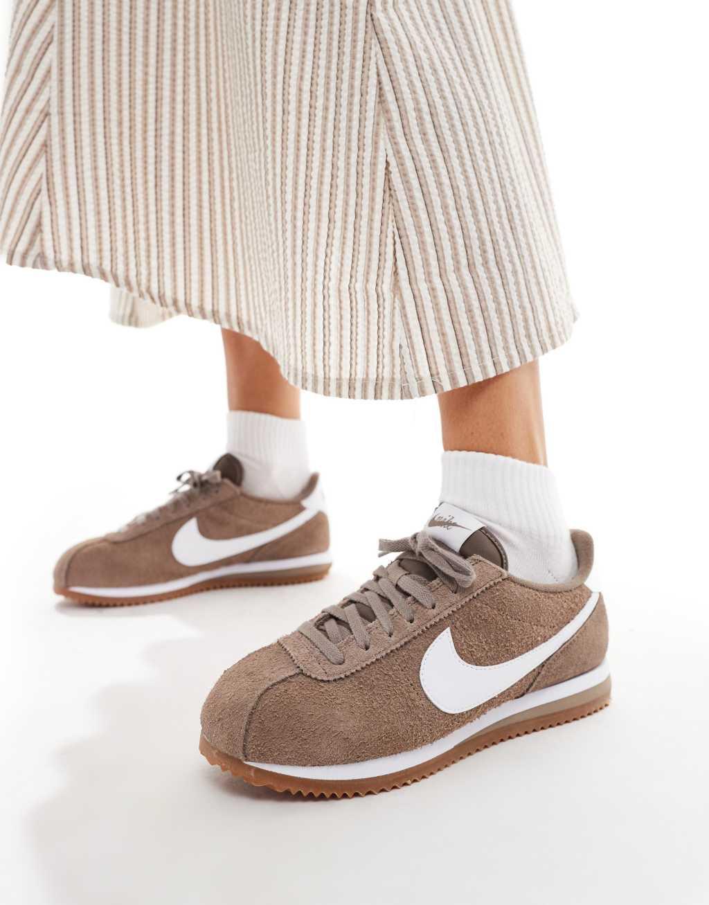 Nike Cortez Suede sneakers in brown and white Product Image