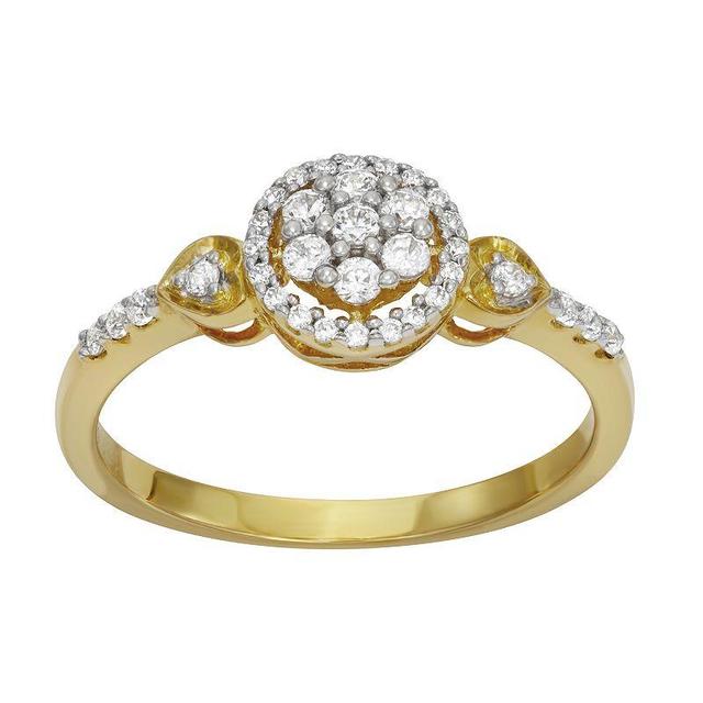 10k Gold 1/4 Carat T.W. Diamond Halo Ring, Womens Product Image