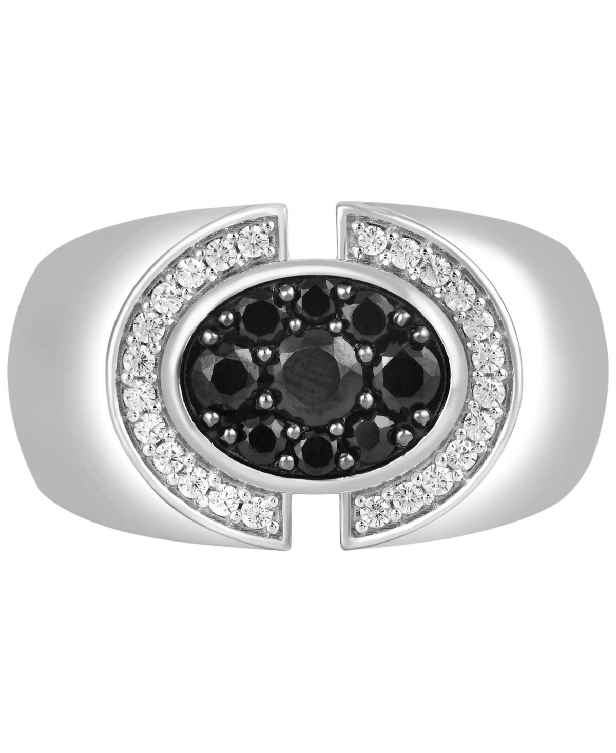 Mens Black Diamond & White Diamond (1 ct. t.w.) Ring in Sterling Silver Product Image