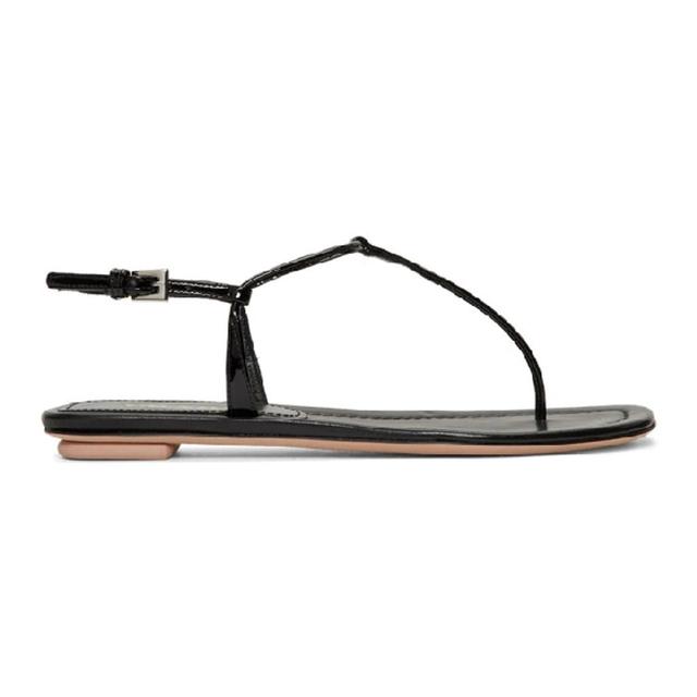 Black Patent Leather Thong Sandals Product Image