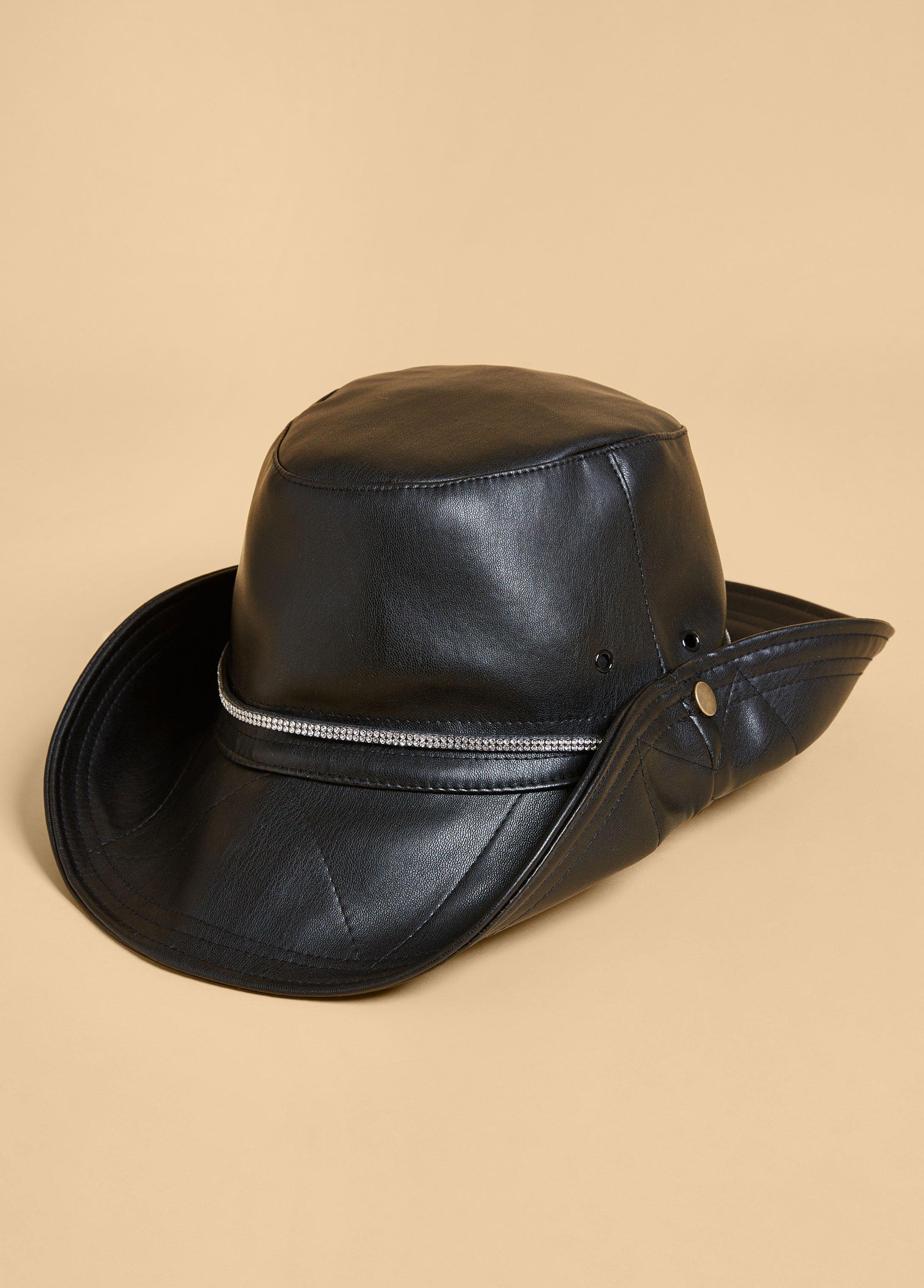 Embellished Faux Leather Cowboy Hat Product Image