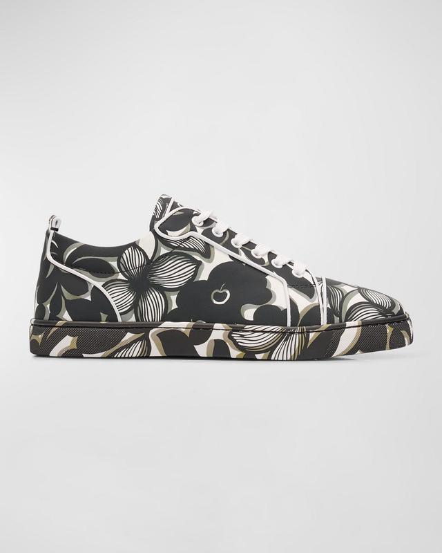 Men's Louis Junior Leather Petunia-Print Low-Top Sneakers Product Image