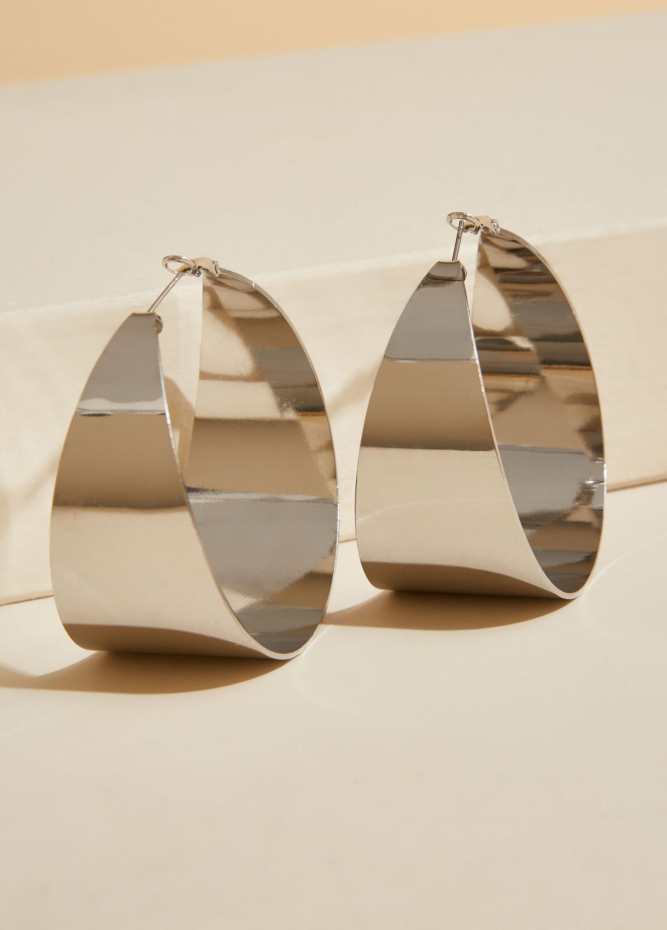 Silver Tone Hoop Earrings Product Image