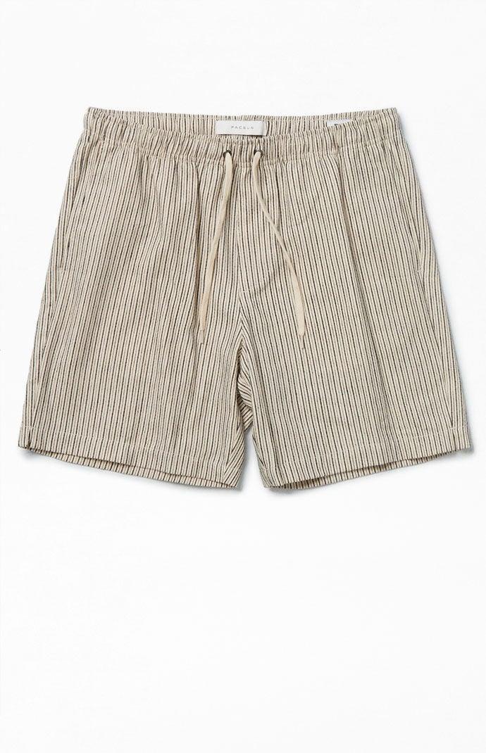 Men's Black Russel Linen Volley Shorts in Black/White - Product Image