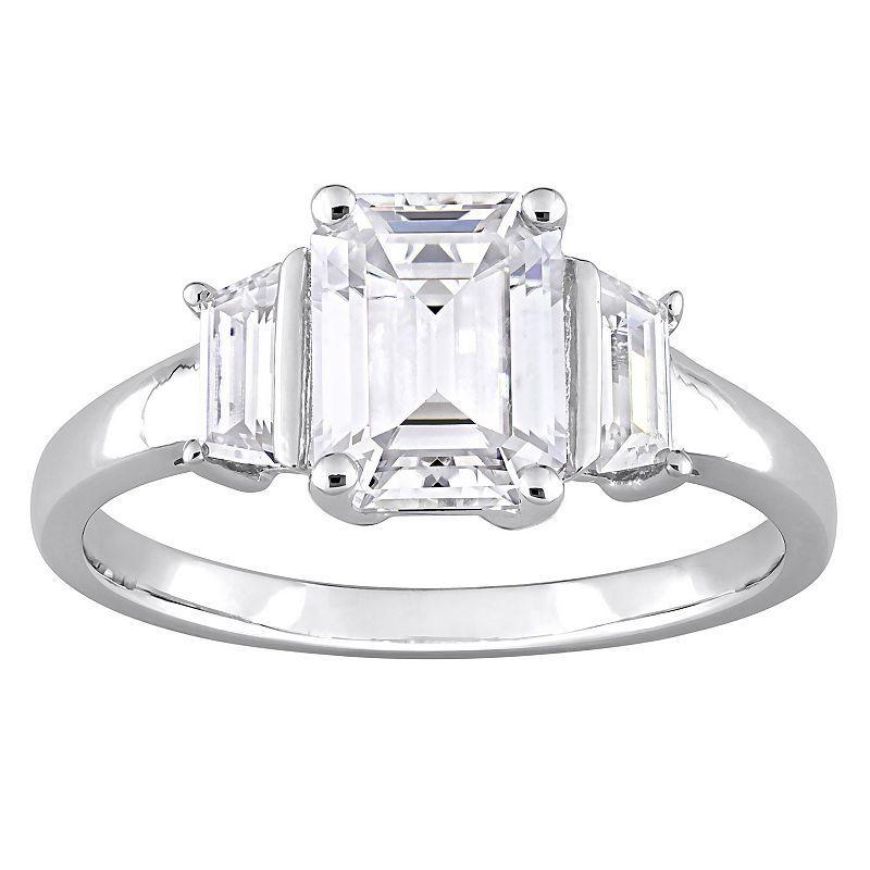 Stella Grace Sterling Silver 2 1/3 Carat T.W. Lab-Created Moissanite 3-Stone Engagement Ring, Womens Product Image