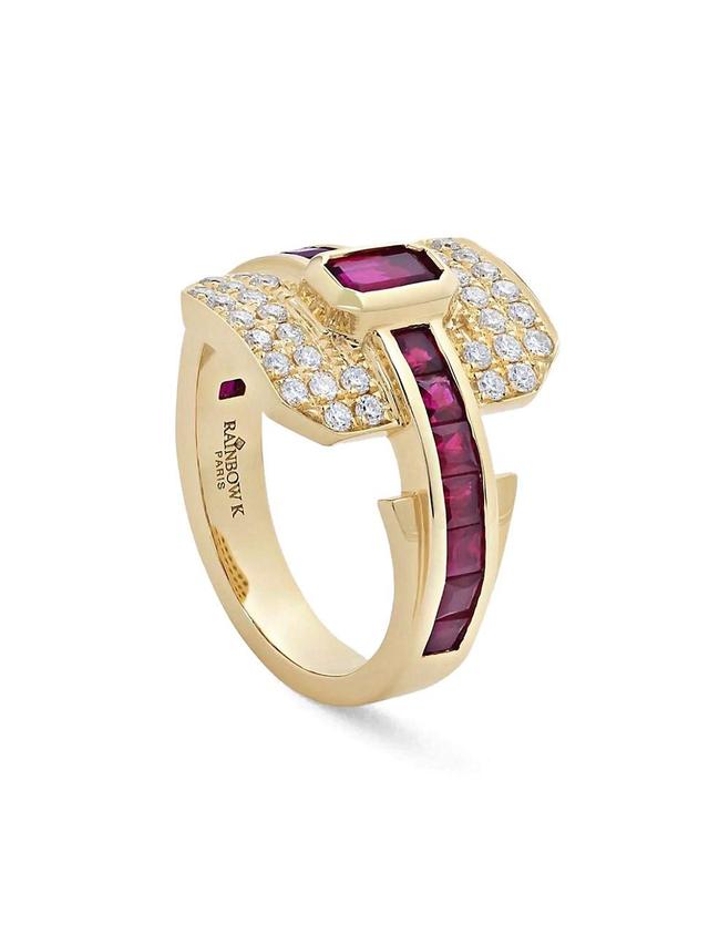 Womens Shield 18K Yellow Gold, 0.30 TCW Diamond & Precious Gemstone Ring Product Image