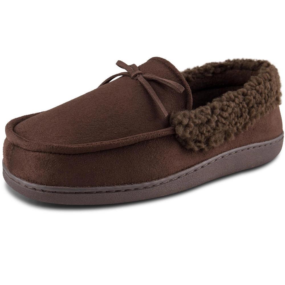 Wembley Men's Classic Indoor/Outdoor Microsuede Moccasin Slippers - Brown/XX Large Product Image