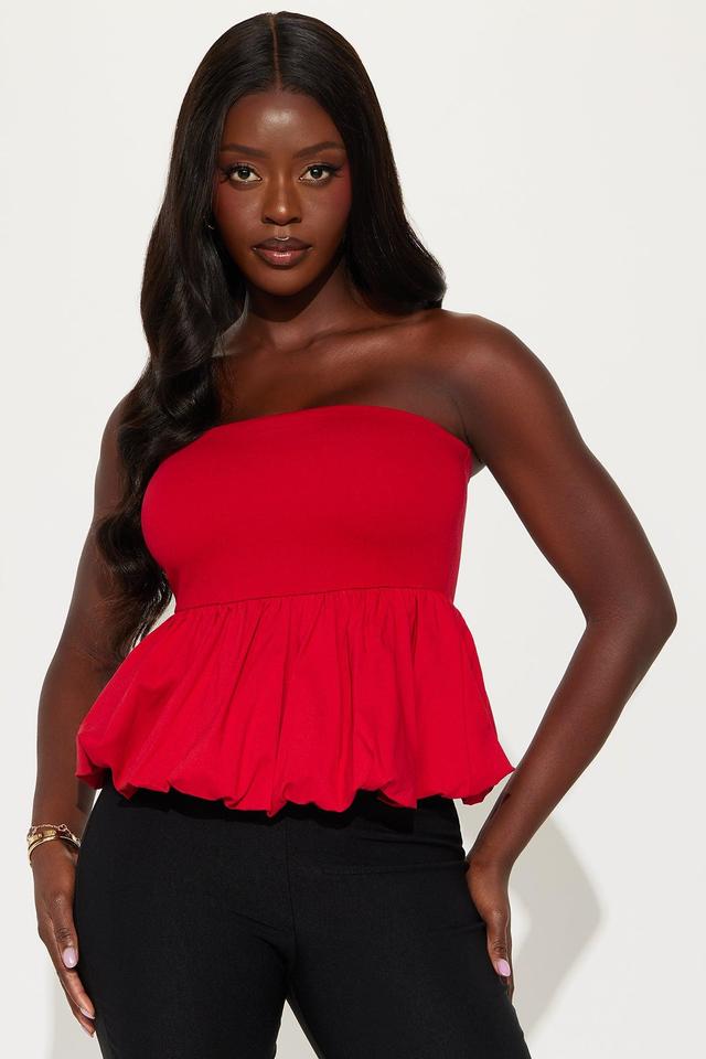 Bridget Bubble Hem Top - Red Product Image