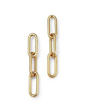 Womens Heavy Metal 14K Yellow Gold Paper-Clip-Chain Earrings - Gold - Gold Product Image