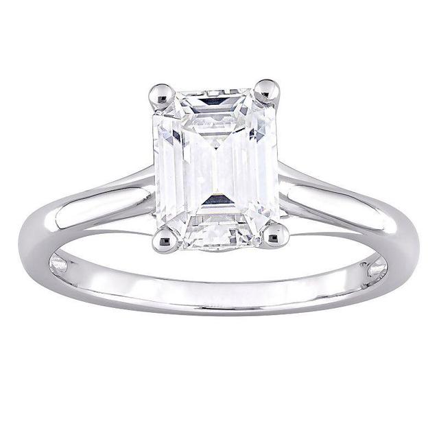 Stella Grace 10k White Gold 1 3/4 Carat T.W. Lab-Created Moissanite Emerald-Cut Solitaire Ring, Womens Product Image