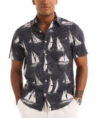 Men's Sailboat Print Short Sleeve Button-Front Shirt Product Image