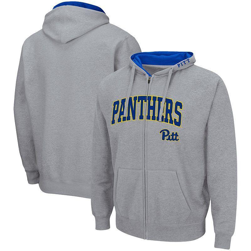 Mens Colosseum Heathered Gray Pitt Panthers Arch & Logo 3.0 Full-Zip Hoodie Product Image