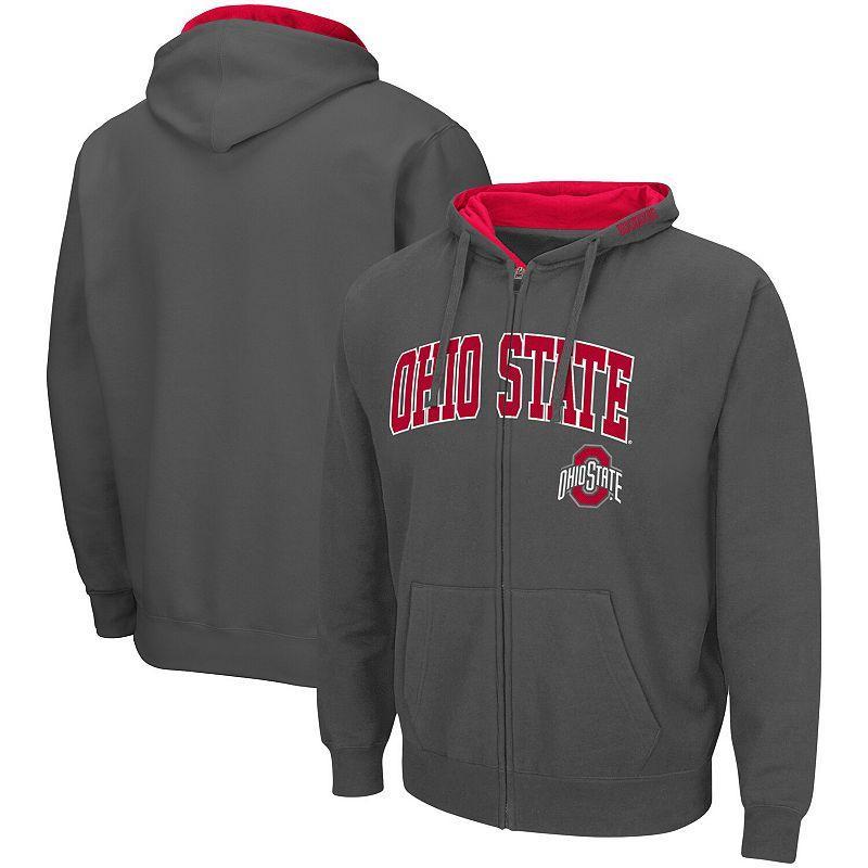 Mens Colosseum Charcoal Texas Tech Red Raiders Arch & Logo 3.0 Full-Zip Hoodie Product Image