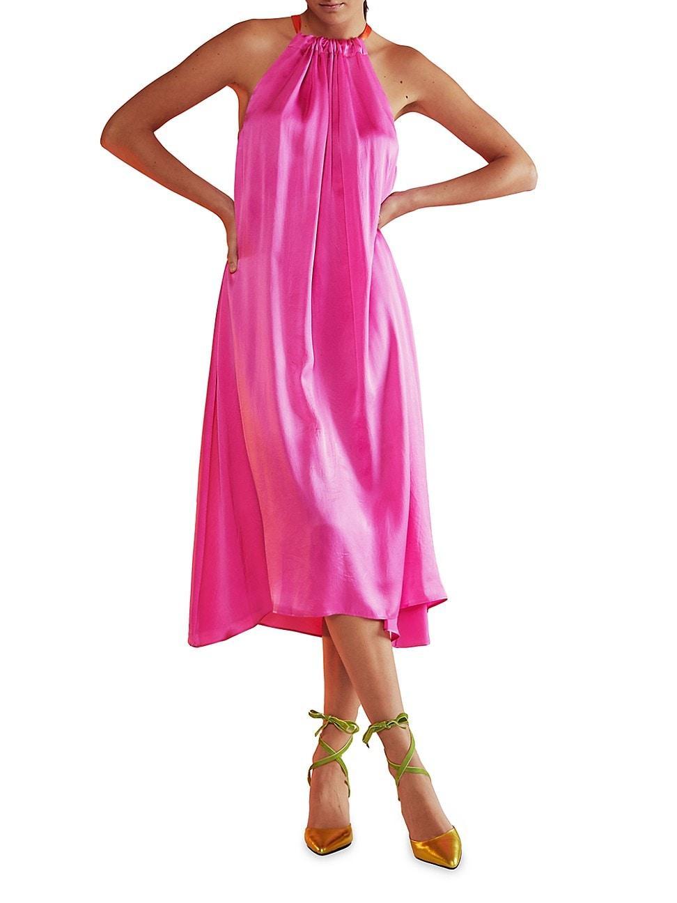 Womens Silk Halter Midi-Dress Product Image