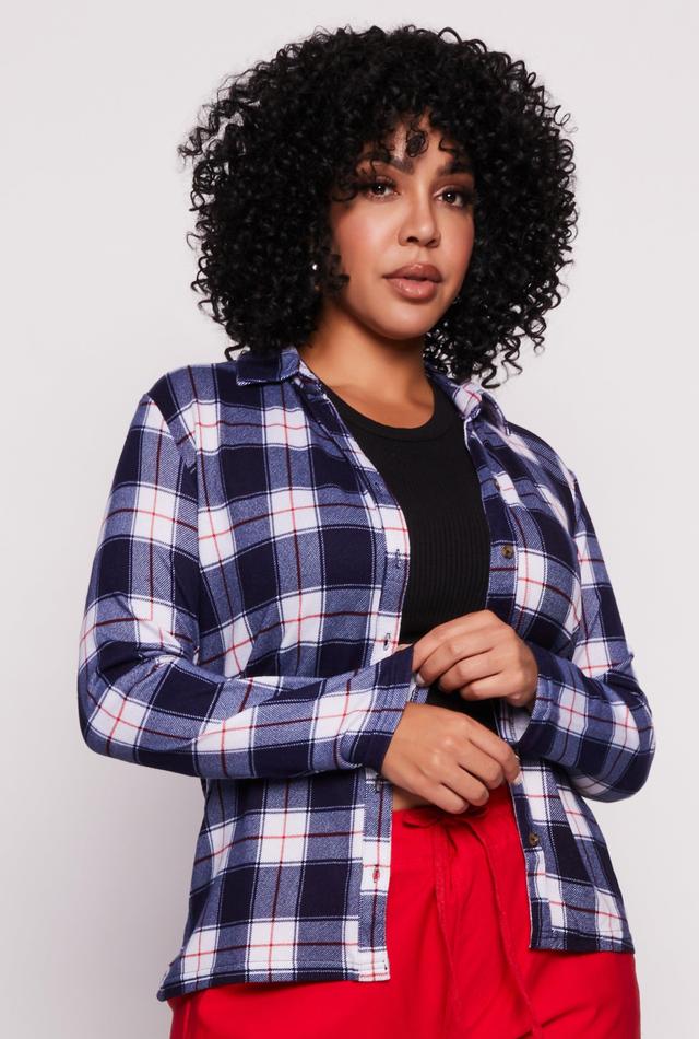 Womens Plus Size Plaid Button Front Shirt Product Image