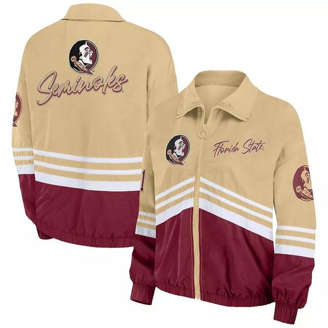 Womens WEAR by Erin Andrews Tan Florida State Seminoles Vintage Throwback Windbreaker Full-Zip Jacket Product Image