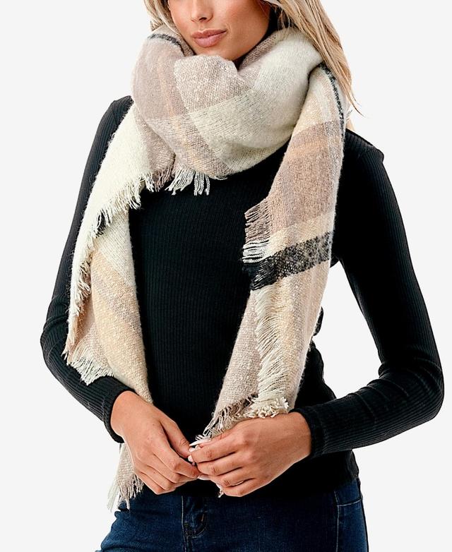 Marcus Adler Womens Cozy Plaid Fringe-Trim Blanket Scarf Product Image