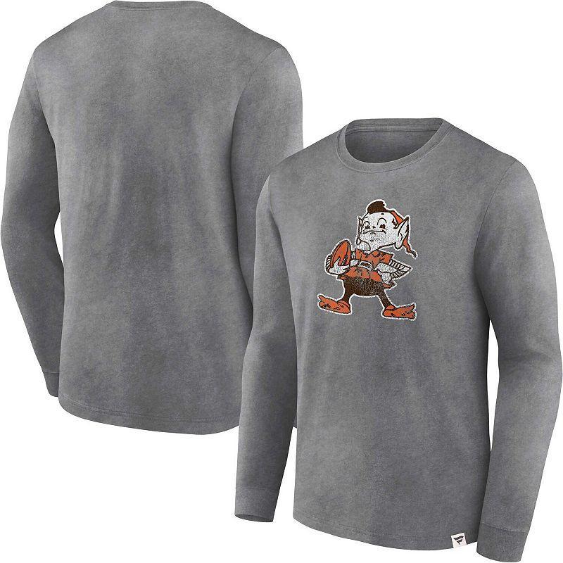 Mens Fanatics Branded Heather Charcoal Cleveland Browns Washed Primary Long Sleeve T-Shirt Grey Product Image