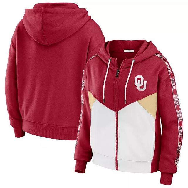 Womens WEAR by Erin Andrews Crimson Oklahoma Sooners Colorblock Full-Zip Hoodie Jacket Product Image