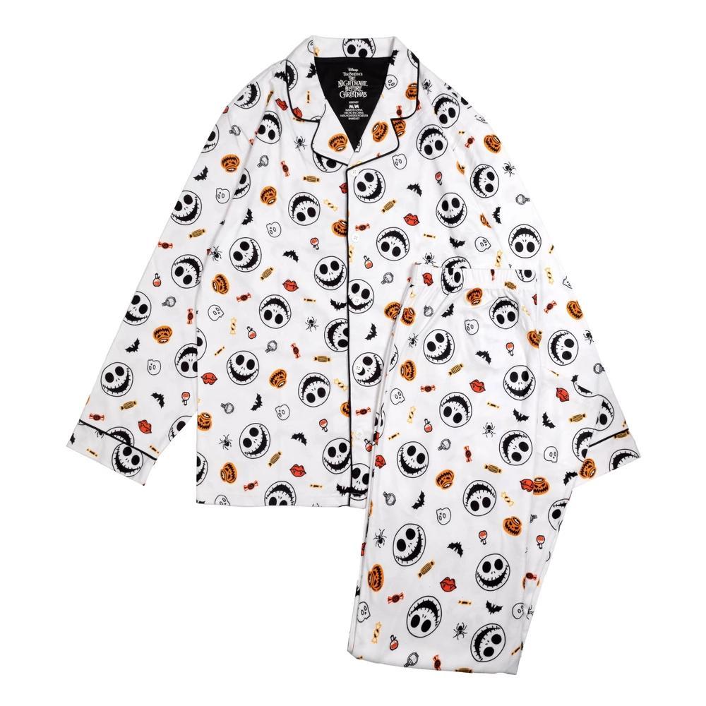 Mens The Nightmare Before Christmas 2pc Coat Pajama Set - White Product Image