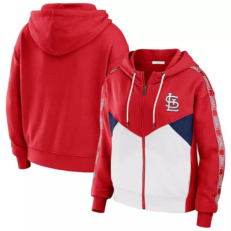 Womens WEAR by Erin Andrews /White St. Louis Cardinals Color Block Full-Zip Hoodie Product Image