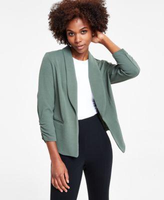 Bar Iii Womens Ruched 3/4-Sleeve Knit Blazer, Created for Macys Product Image