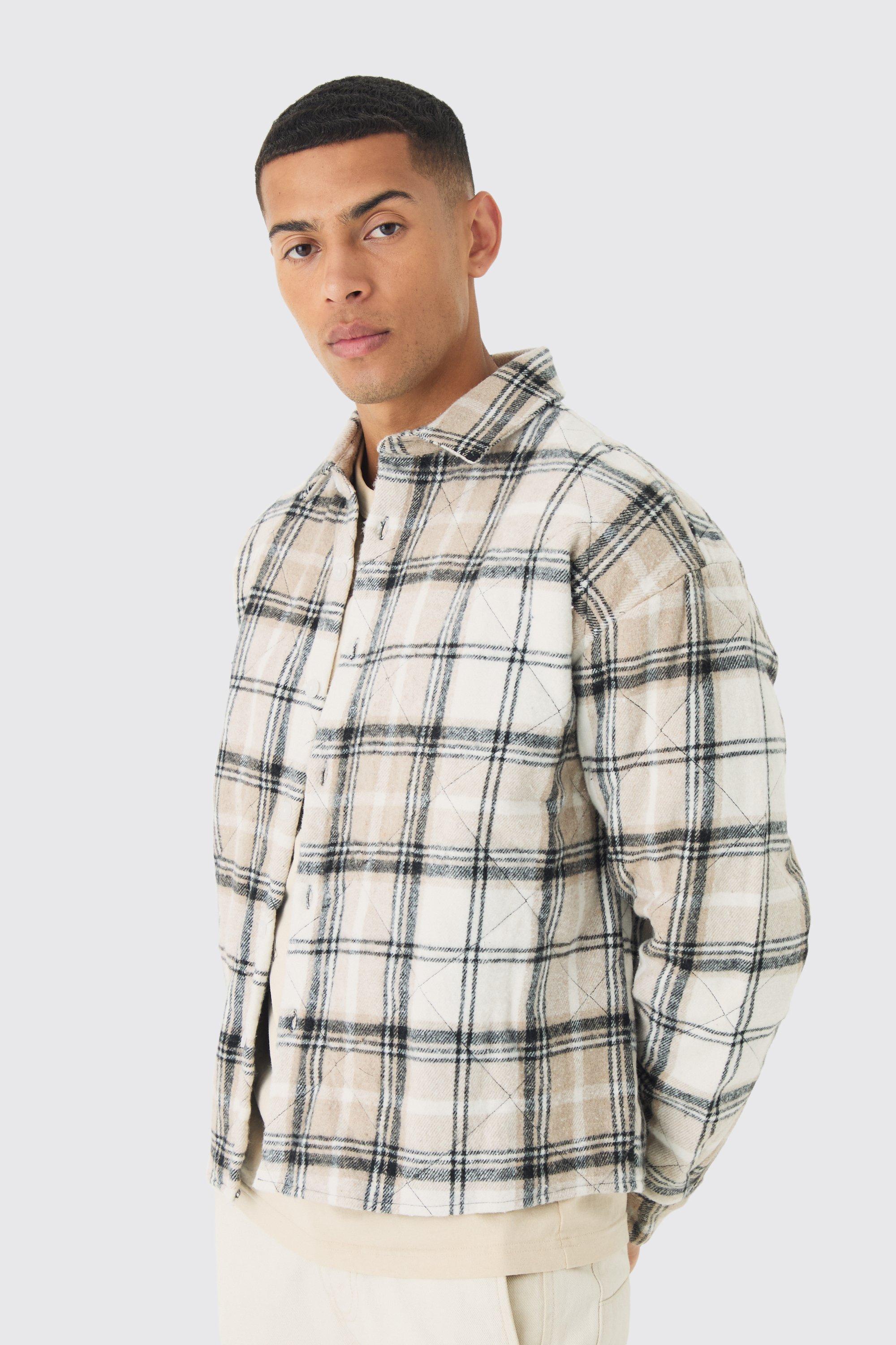 Oversized Quilted Plaid Overshirt | boohooMAN USA Product Image