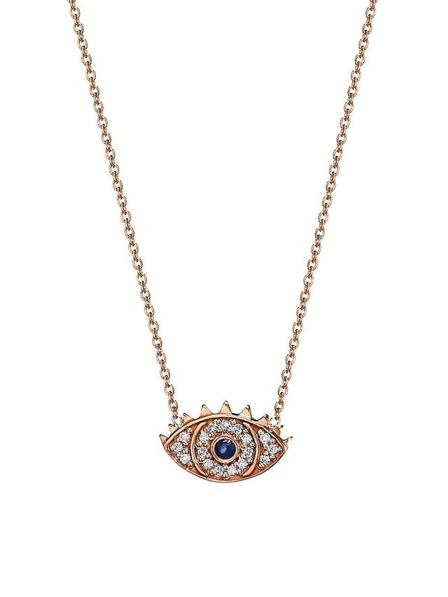 Womens Ajna 18K Rose Gold, Diamond & Sapphire Eye Pendant Necklace Product Image