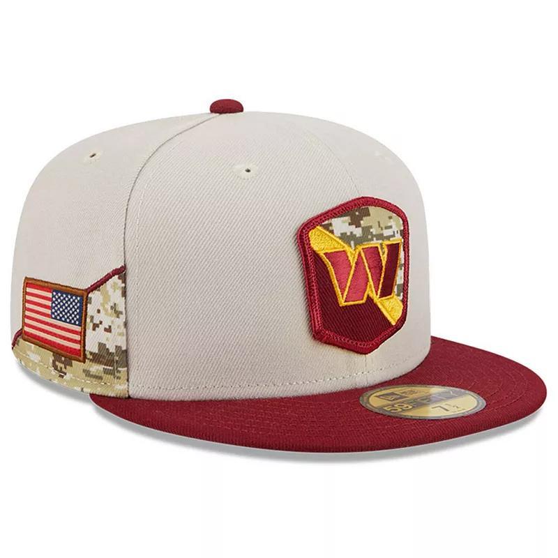 Mens New Era Stone/Burgundy Washington Commanders 2023 Salute To Service 59FIFTY Fitted Hat Product Image