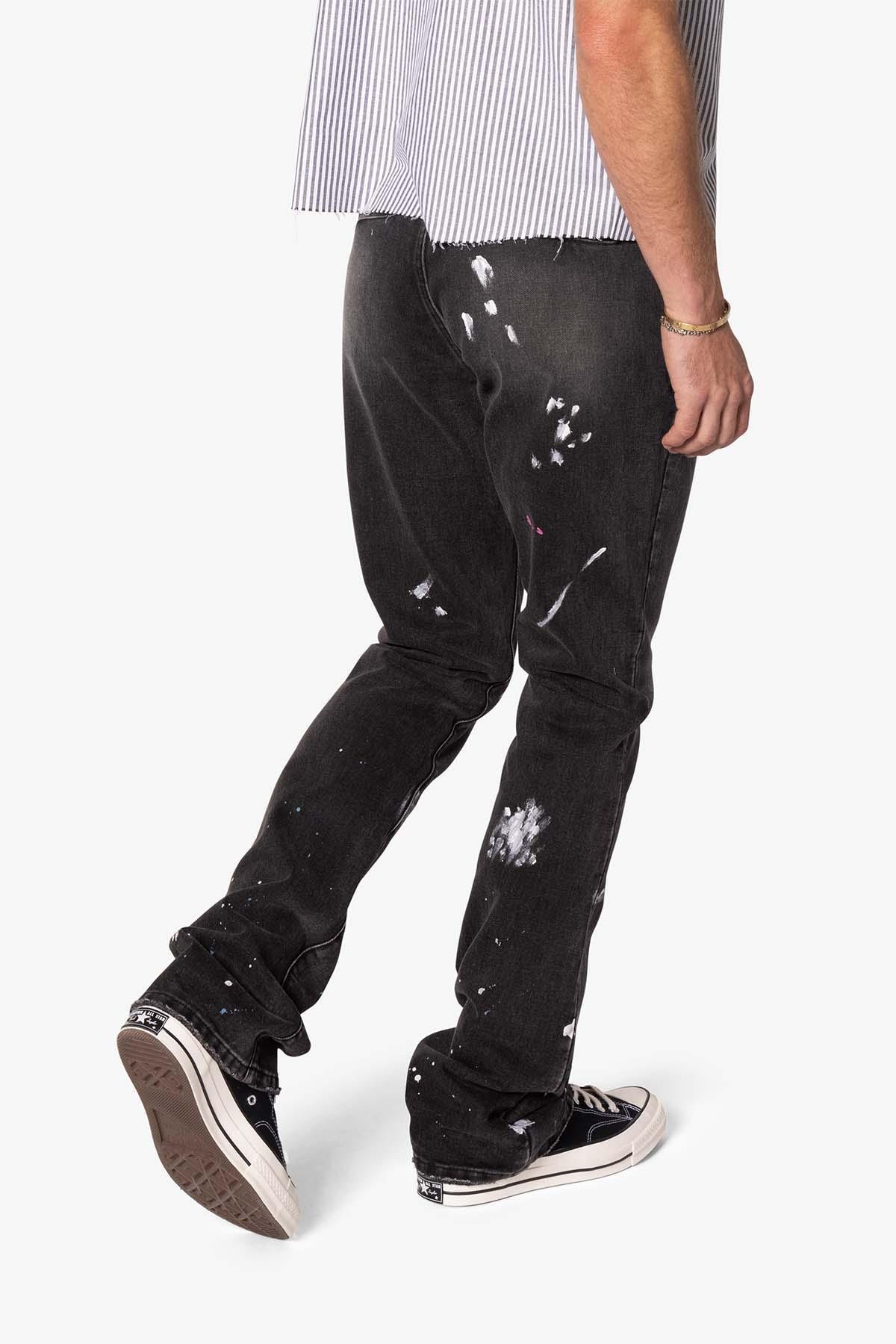 B679 Worn In Painted Pants - Washed Black Product Image