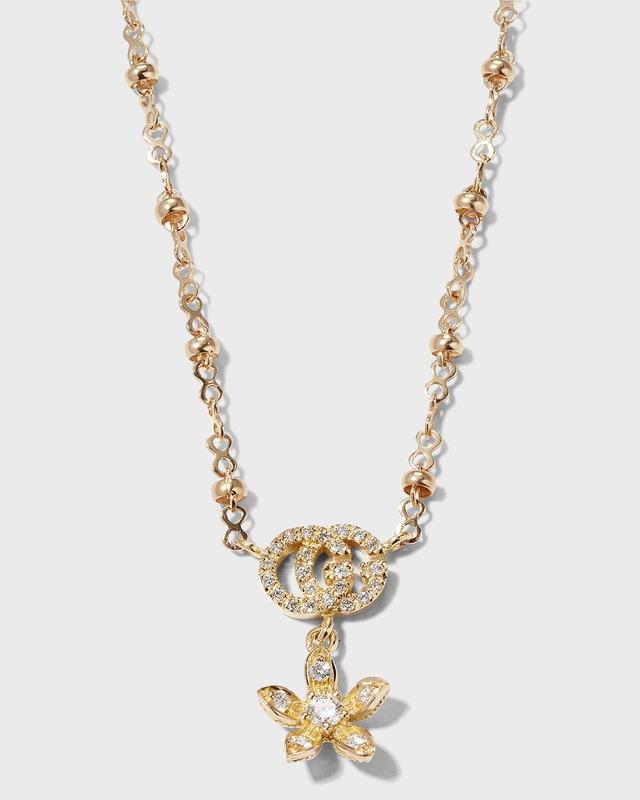 Womens Flora 18K Yellow Gold & Diamond Necklace Product Image