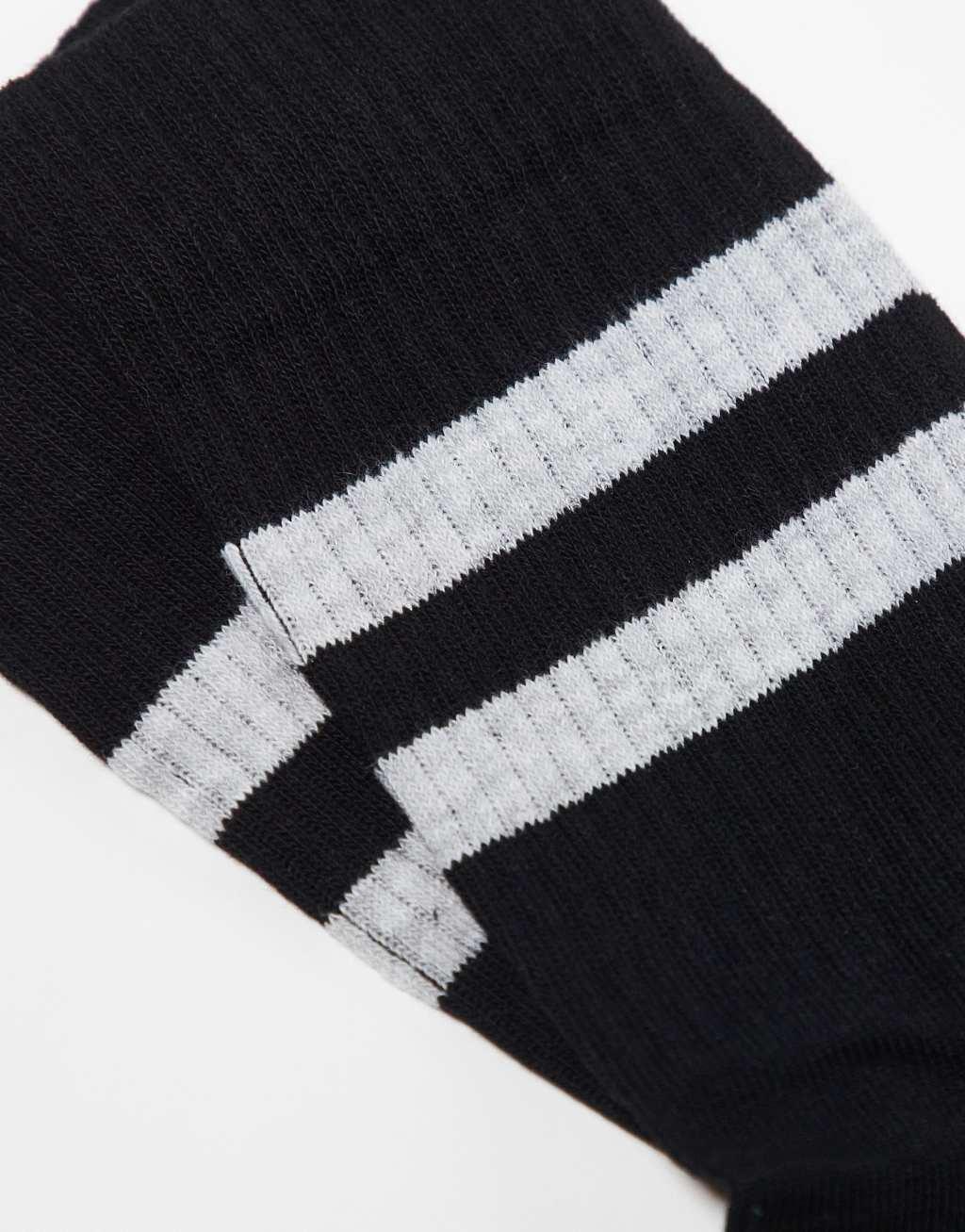 ASOS DESIGN 3 pack socks in black with heather gray stripes Product Image