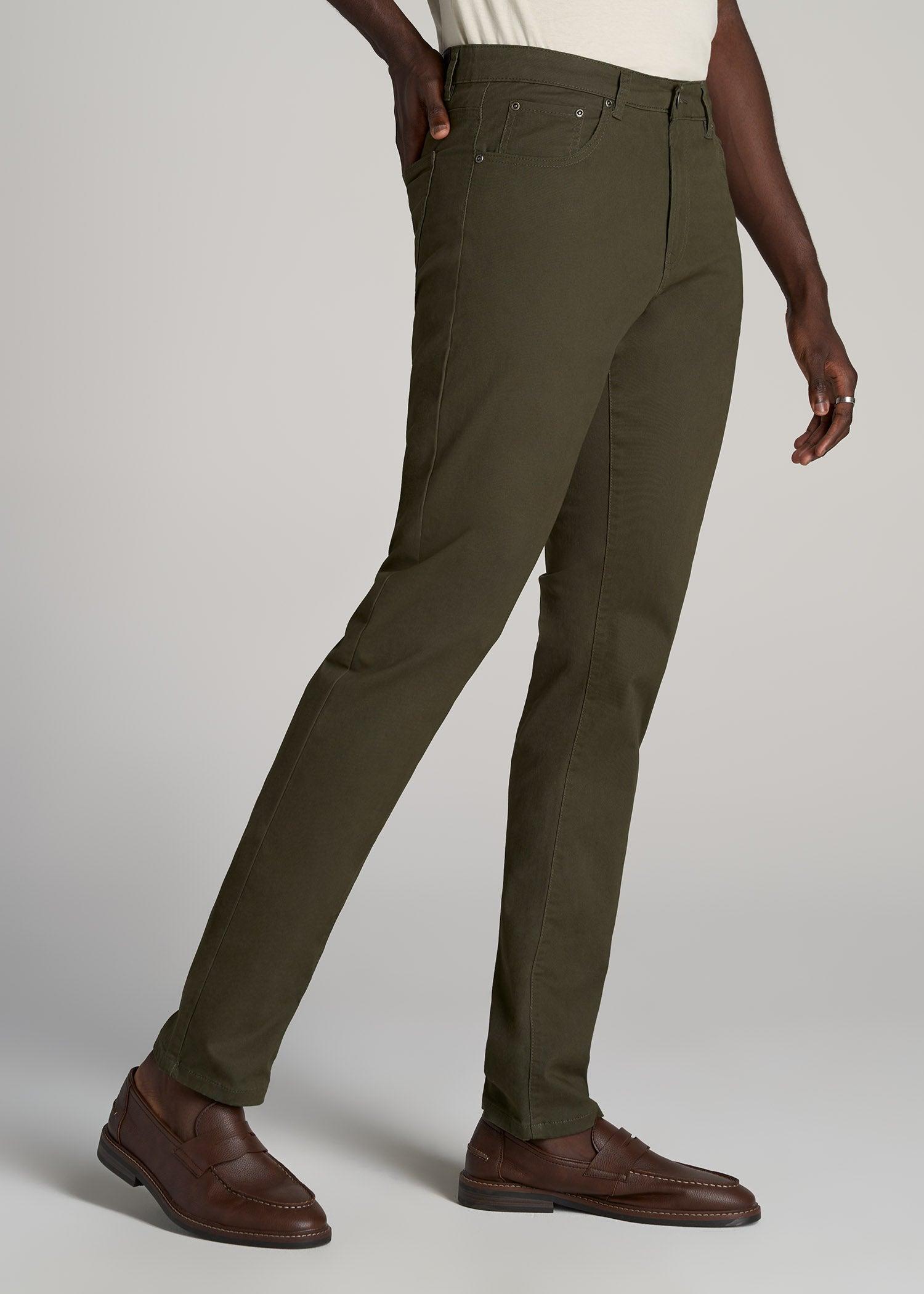 Carman TAPERED Fit Five Pocket Pants for Tall Men in Camo Green Male Product Image