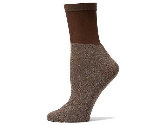 Wolford Shiny Sheer Socks (Umber/Silver) Women's Crew Cut Socks Shoes Product Image