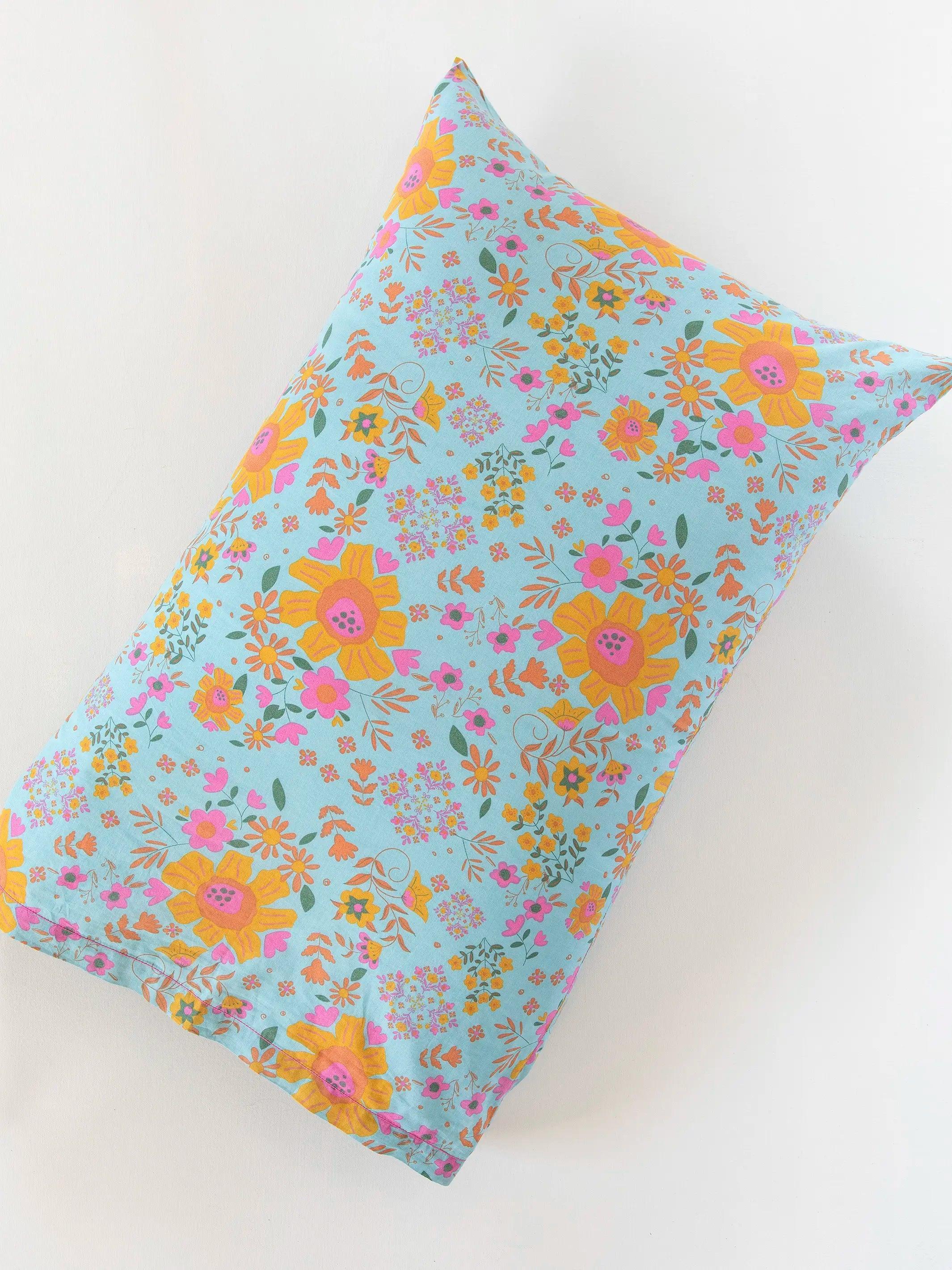 Mix & Match Soft Cotton Pillowcase, Single - Blue Lula Product Image