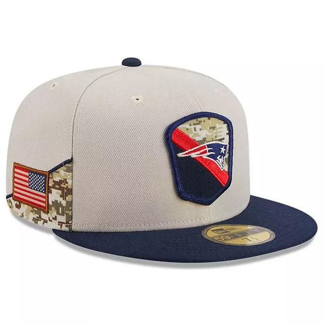 Mens New Era Stone/Navy New England Patriots 2023 Salute To Service 59FIFTY Fitted Hat Product Image