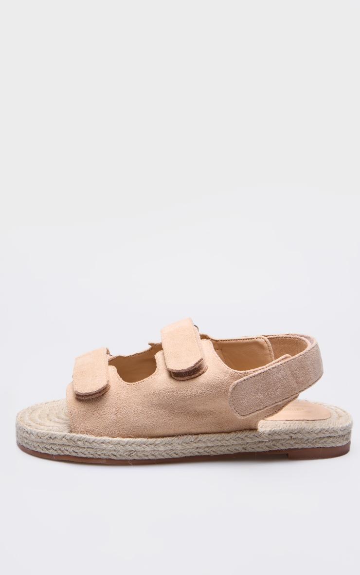 Camel Suede Espadrille Sole Velcro Sandals Product Image