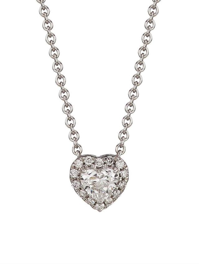 Womens 14K White Gold & 0.25 TCW Diamond Heart Pendant Necklace Product Image