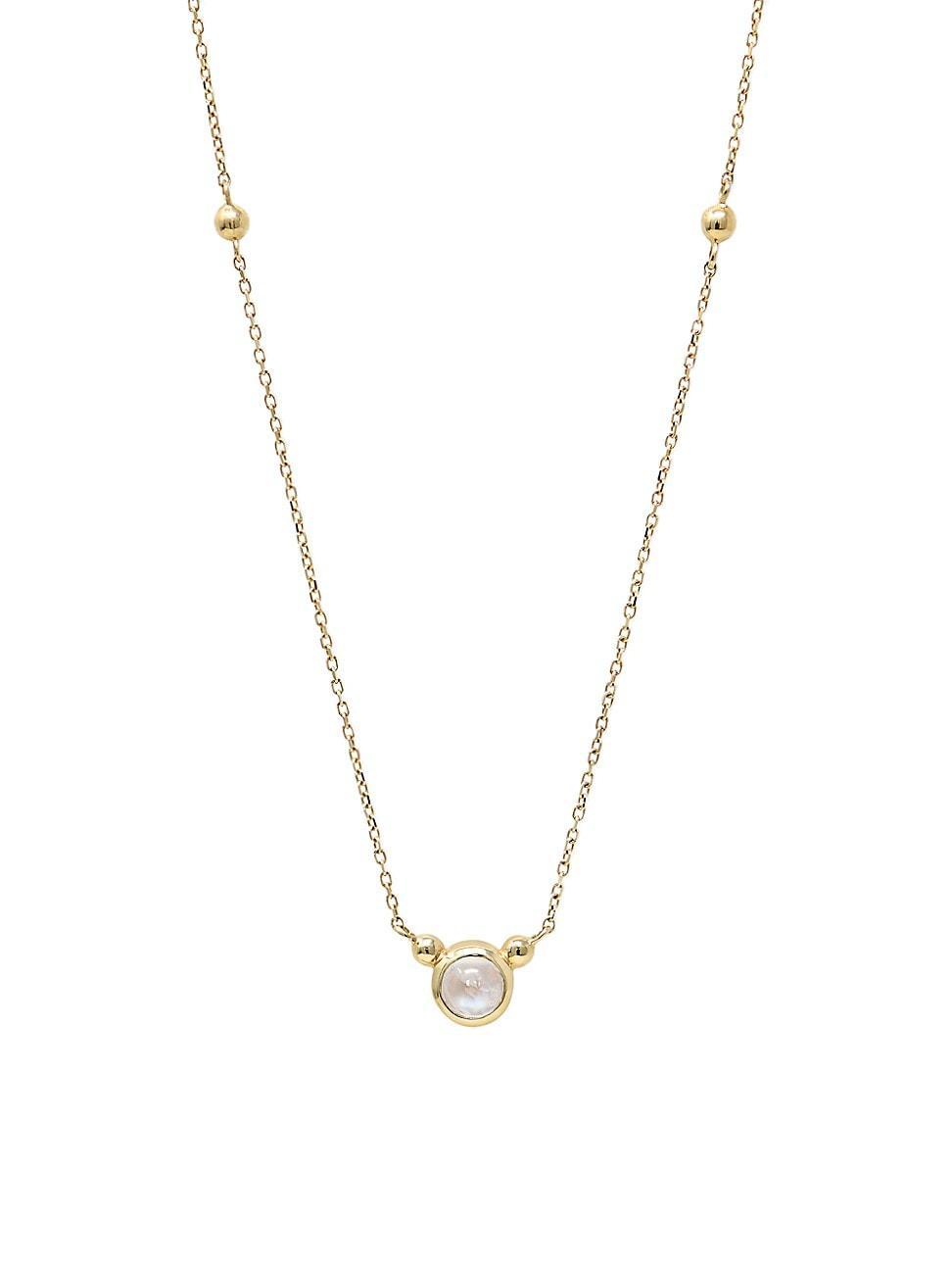 Anzie Sapphire Bezel Solitaire Pendant Necklace in 14k Gold, 14 + 2 extender (Also in Moonstone) Product Image