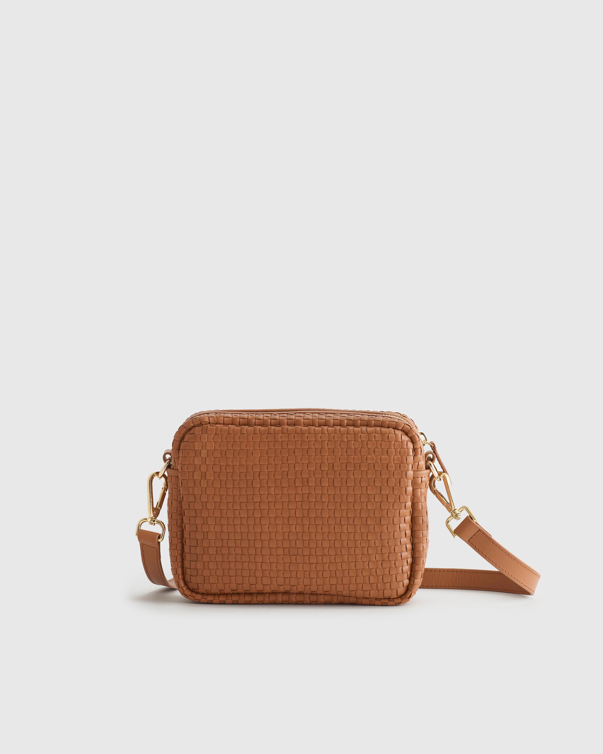 Italian Leather Woven Camera Crossbody Product Image